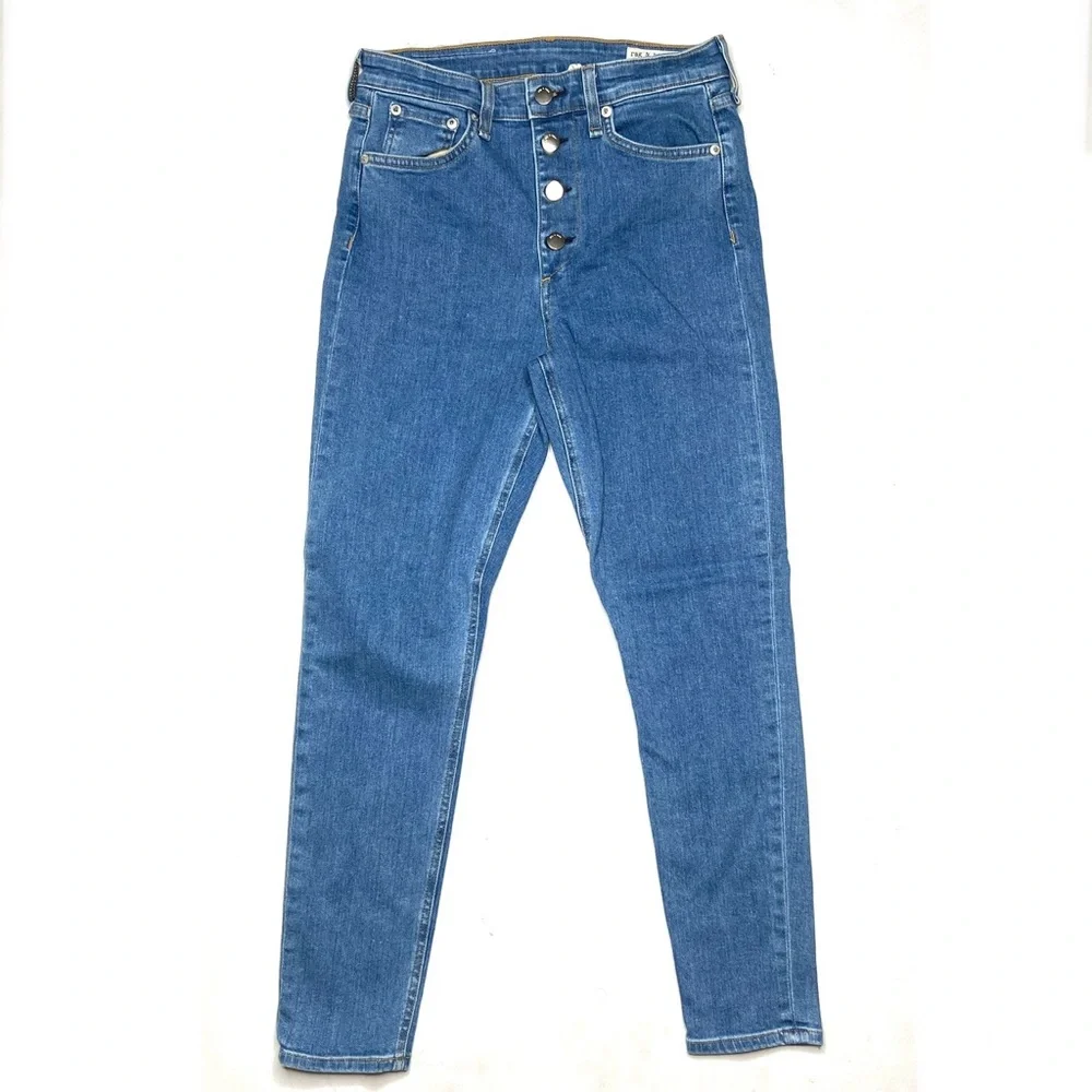 Rag & Bone Nina High Rise Skinny Ankle Jean Exposed Button Fly Size 27